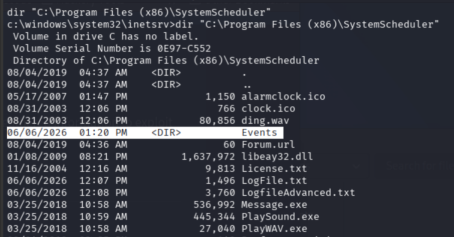 SystemScheduler directory listing showing WindowsScheduler service and Message.exe